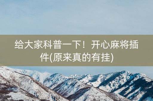 给大家科普一下！开心麻将插件(原来真的有挂)