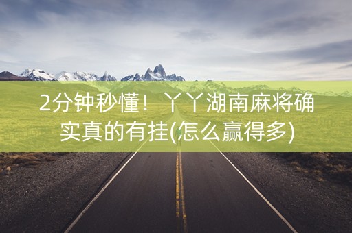 2分钟秒懂！丫丫湖南麻将确实真的有挂(怎么赢得多)