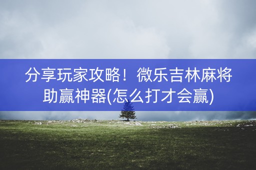 分享玩家攻略！微乐吉林麻将助赢神器(怎么打才会赢)