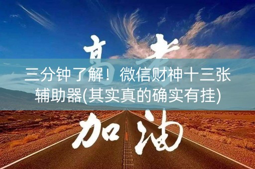 三分钟了解！微信财神十三张辅助器(其实真的确实有挂)