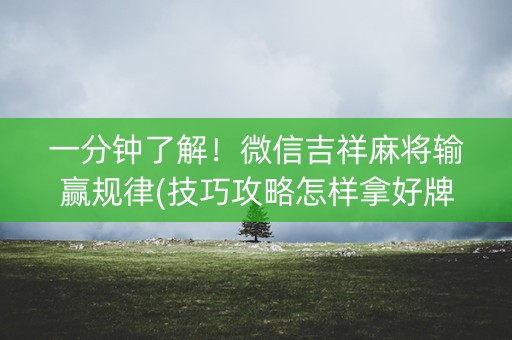 一分钟了解！微信吉祥麻将输赢规律(技巧攻略怎样拿好牌)