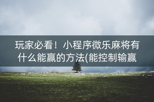 玩家必看！小程序微乐麻将有什么能赢的方法(能控制输赢吗)