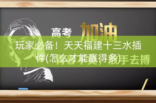 玩家必备！天天福建十三水插件(怎么才能赢得多)