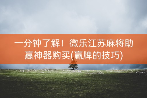 一分钟了解！微乐江苏麻将助赢神器购买(赢牌的技巧)