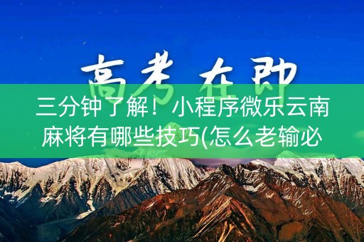 三分钟了解！小程序微乐云南麻将有哪些技巧(怎么老输必备神器)