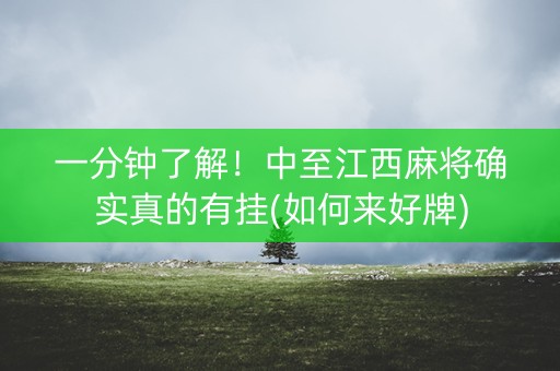 一分钟了解！中至江西麻将确实真的有挂(如何来好牌)