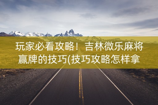 玩家必看攻略！吉林微乐麻将赢牌的技巧(技巧攻略怎样拿好牌)