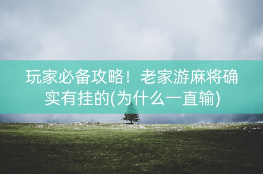 玩家必备攻略！老家游麻将确实有挂的(为什么一直输)