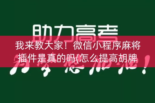 我来教大家！微信小程序麻将插件是真的吗(怎么提高胡牌率)