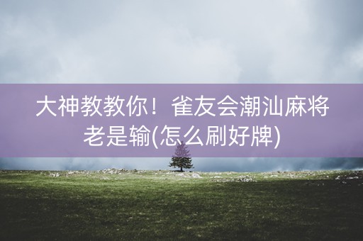 大神教教你！雀友会潮汕麻将老是输(怎么刷好牌)
