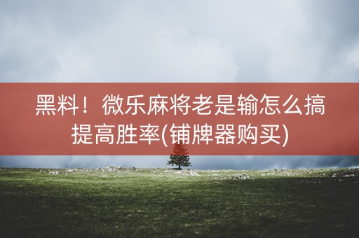 黑料！微乐麻将老是输怎么搞提高胜率(铺牌器购买)