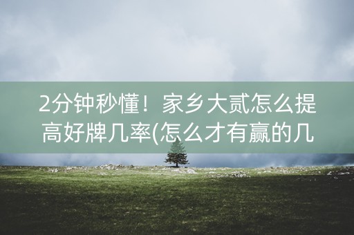2分钟秒懂！家乡大贰怎么提高好牌几率(怎么才有赢的几率)