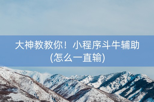 大神教教你！小程序斗牛辅助(怎么一直输)