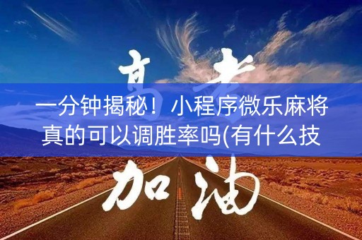 一分钟揭秘！小程序微乐麻将真的可以调胜率吗(有什么技巧)