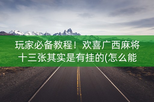 玩家必备教程！欢喜广西麻将十三张其实是有挂的(怎么能拿好牌)