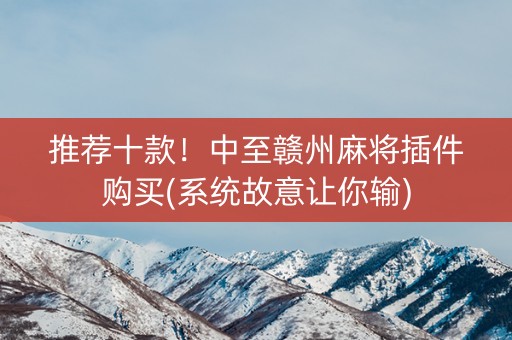 推荐十款！中至赣州麻将插件购买(系统故意让你输)