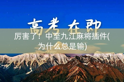 厉害了！中至九江麻将插件(为什么总是输)