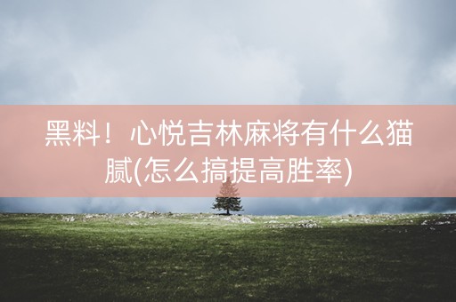 黑料！心悦吉林麻将有什么猫腻(怎么搞提高胜率)