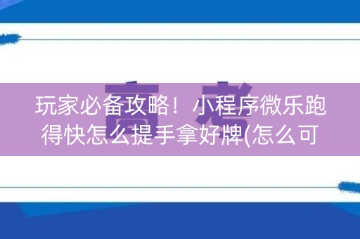 玩家必备攻略！小程序微乐跑得快怎么提手拿好牌(怎么可以赢)