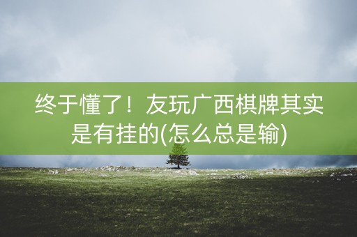 终于懂了！友玩广西棋牌其实是有挂的(怎么总是输)