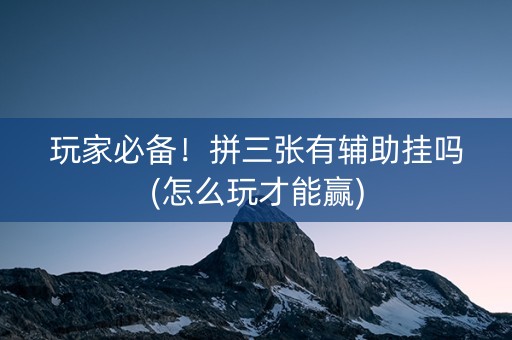玩家必备！拼三张有辅助挂吗(怎么玩才能赢)