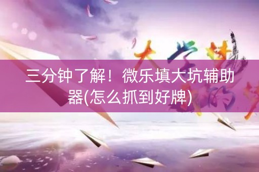 三分钟了解！微乐填大坑辅助器(怎么抓到好牌)
