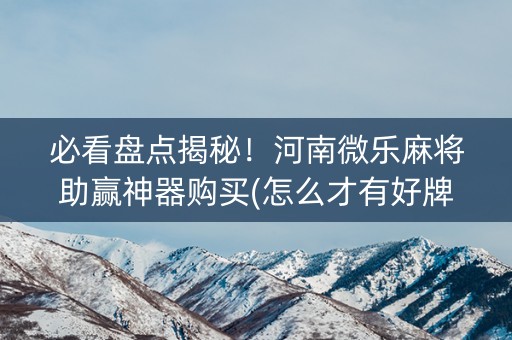 必看盘点揭秘！河南微乐麻将助赢神器购买(怎么才有好牌)