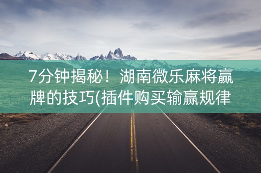 7分钟揭秘！湖南微乐麻将赢牌的技巧(插件购买输赢规律)