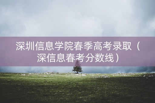 深圳信息学院春季高考录取（深信息春考分数线）