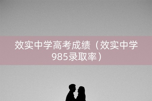 效实中学高考成绩（效实中学985录取率）
