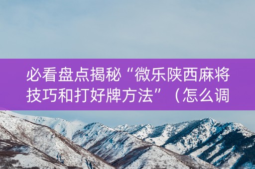 必看盘点揭秘“微乐陕西麻将技巧和打好牌方法”（怎么调胜率)