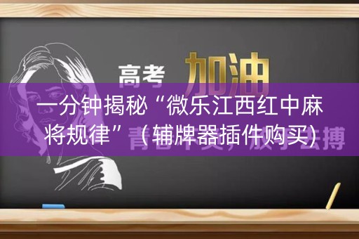 一分钟揭秘“微乐江西红中麻将规律”（辅牌器插件购买)