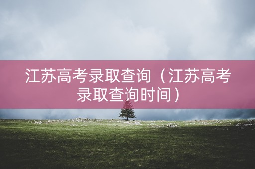 江苏高考录取查询（江苏高考录取查询时间）