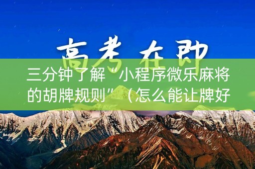 三分钟了解“小程序微乐麻将的胡牌规则”（怎么能让牌好一点)