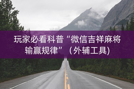 玩家必看科普“微信吉祥麻将输赢规律”（外辅工具)