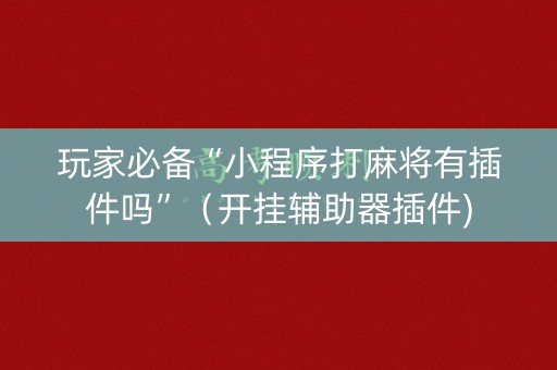 玩家必备“小程序打麻将有插件吗”（开挂辅助器插件)