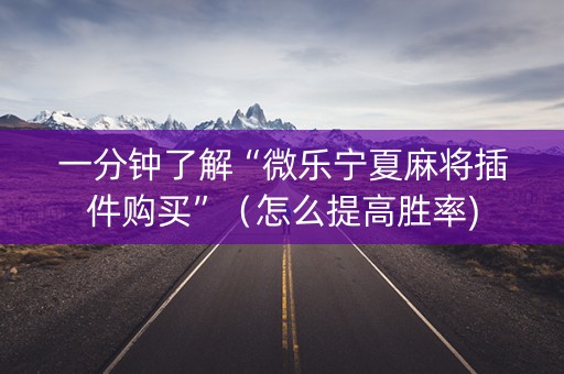 一分钟了解“微乐宁夏麻将插件购买”（怎么提高胜率)