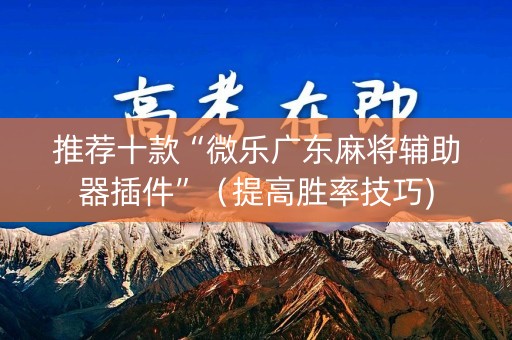 推荐十款“微乐广东麻将辅助器插件”（提高胜率技巧)