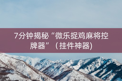 7分钟揭秘“微乐捉鸡麻将控牌器”（挂件神器)