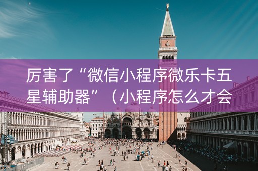 厉害了“微信小程序微乐卡五星辅助器”（小程序怎么才会赢)