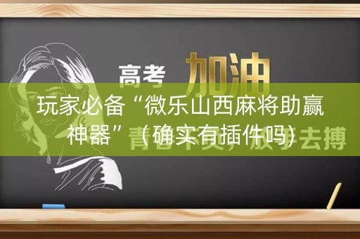 玩家必备“微乐山西麻将助赢神器”（确实有插件吗)