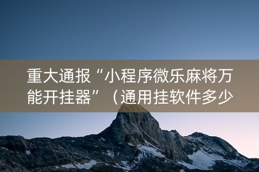 重大通报“小程序微乐麻将万能开挂器”（通用挂软件多少钱)