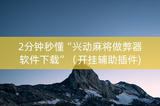 2分钟秒懂“兴动麻将做弊器软件下载”（开挂辅助插件)