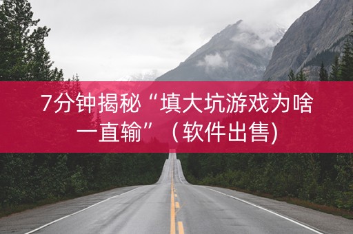 7分钟揭秘“填大坑游戏为啥一直输”（软件出售)
