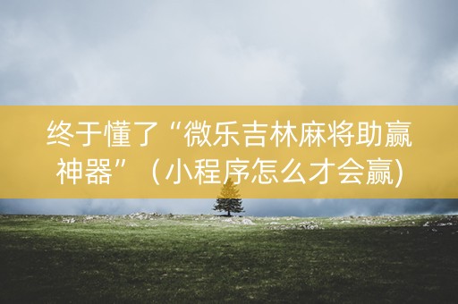 终于懂了“微乐吉林麻将助赢神器”（小程序怎么才会赢)