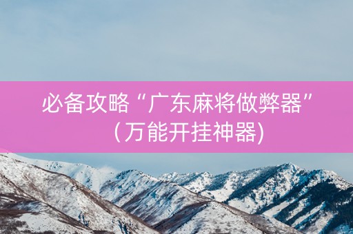 必备攻略“广东麻将做弊器”（万能开挂神器)