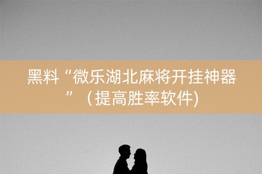 黑料“微乐湖北麻将开挂神器”（提高胜率软件)