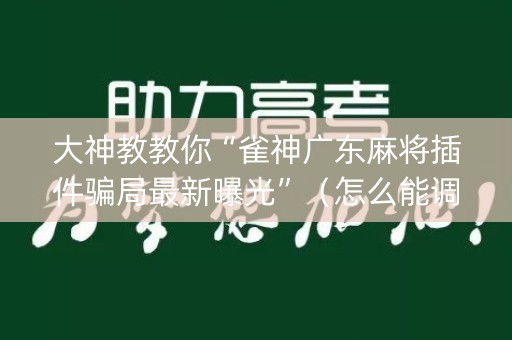 大神教教你“雀神广东麻将插件骗局最新曝光”（怎么能调好牌)