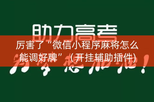 厉害了“微信小程序麻将怎么能调好牌”（开挂辅助插件)