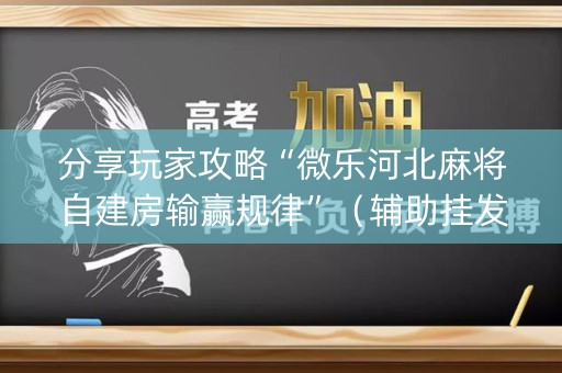 分享玩家攻略“微乐河北麻将自建房输赢规律”（辅助挂发牌规律)